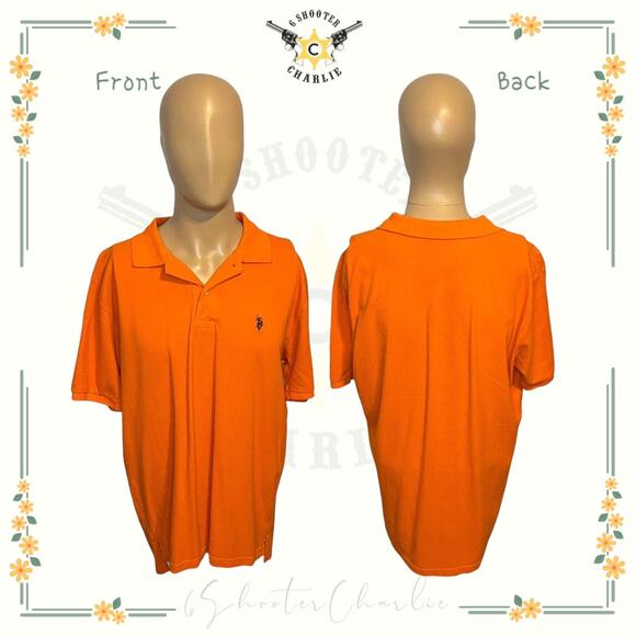 Men's US Polo Association Polo Short Sleeve Short Size XL Orange Embroidered - Picture 1 of 6